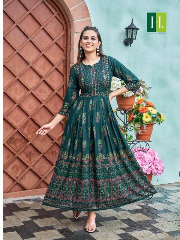 Hirwa Sunaina 1 Festive Wear Long Anarkali Kurti Collection